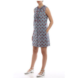 Max Mara Weekend Dress Large Curvato Geometric Print Aline Shirt Sleeveless